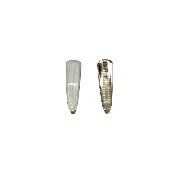 JEWELRY - METAL SNAP HAIR CLIP - METAL AND ENAMEL - MODEL 18 - 7.3x2.0x0.4cm GOLD AND ECRU - PACKAGE 6pcs.