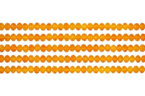 GLASS BEADS - FACETED RONDELLE CRYSTALS - 6x5mm - TRANSPARENT - ORANGE 028 - PACKAGE (5x88pcs.) Hole:1.2mm