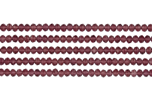 GLASS BEADS - FACETED RONDELLE CRYSTALS - 6x5mm - TRANSPARENT - PURPLE 013 - PACKAGE (5x88pcs.) Hole:1.2mm