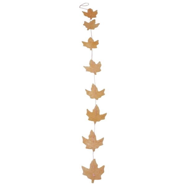 MATERIALS FOR CRAFT AND DECORATION - COCONUT GRASS FIGURES - LEAF 01 - GARLAND - 10x12x0.2cm - BEIGE (DARK)-PINK - 1pc.