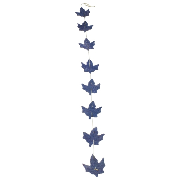 MATERIALS FOR CRAFT AND DECORATION - COCONUT GRASS FIGURES - LEAF 01 - GARLAND - 10x12x0.2cm - BLUE (DARK)-ECRU - 1pc.
