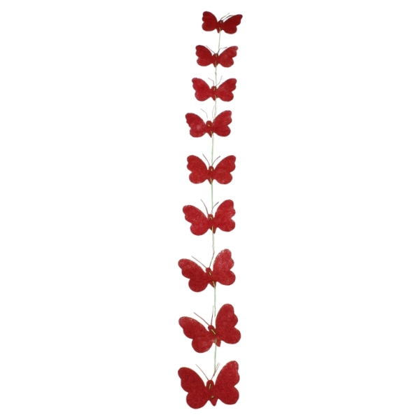 MATERIALS FOR CRAFT AND DECORATION - COCONUT GRASS FIGURES - BUTTERFLY 02 - GARLAND - 11x10x0.25cm - RED (DARK)-GREEN (DARK) - 1pc.