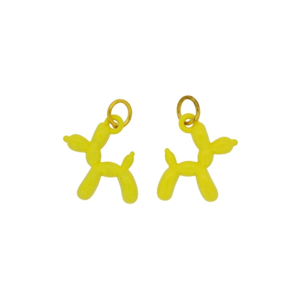 METAL BEADS WITH ENAMEL - PENDANT - DOG 08 - 15x18x5mm YELLOW - 4pcs. Hole-1.8mm