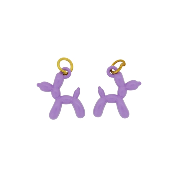 METAL BEADS WITH ENAMEL - PENDANT - DOG 08 - 15x18x5mm PURPLE - 4pcs. Hole-1.8mm