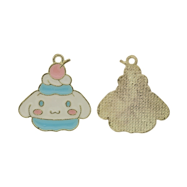 METAL BEADS WITH ENAMEL - PENDANT - CUPCAKE 01 - 25x27x1.5mm GOLD (LIGHT)-PINK (LIGHT)-BLUE (LIGHT) - 3pcs. Hole-2.0mm