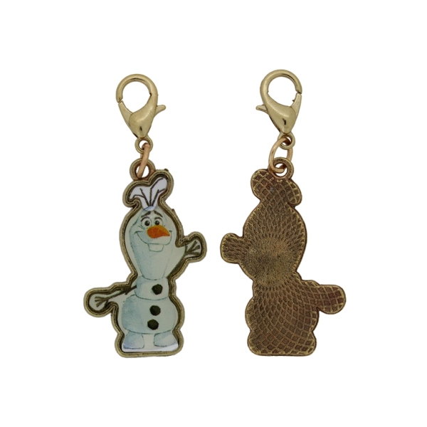 METAL BEADS WITH ENAMEL - PENDANT - SNOWMAN 05 OLAF - 18x30x1.8mm GOLD-BLUE (LIGHT)-WHITE - 5pcs. Hole-1.8mm
