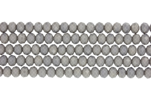 GLASS BEADS - FACETED RONDELLE CRYSTALS - 8x6mm - OPAQUE - GRAY 052 - PACKAGE (5x66pcs.) Hole-1.5mm