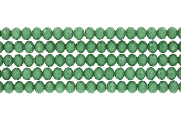 GLASS BEADS - FACETED RONDELLE CRYSTALS - 8x6mm - OPAQUE - GREEN 059В - PACKAGE (5x66pcs.) Hole-1.5mm