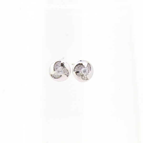 JEWELRY - EARRINGS - SCREW - ZIRCON - CIRCLE Е574 - 0.8x0.8cm NICKEL AND WHITE - 1 pair