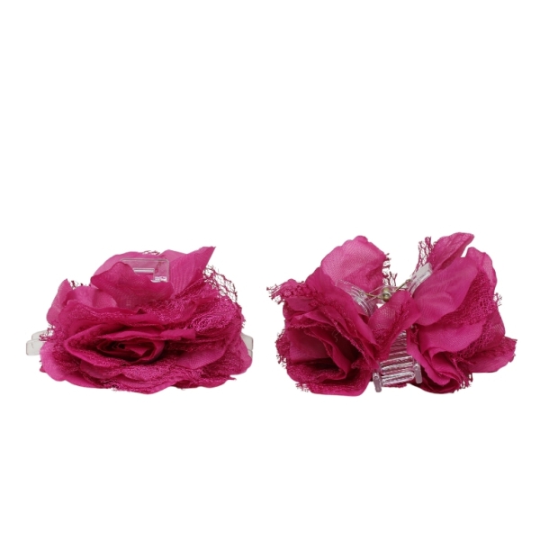 JEWELRY - BRACKET - CLAW HAIR CLIP WITH TEXTILE - FLOWERS SH078 - 11x10.4x5cm GOLD-CYCLAMEN-WHITE - PACKAGE 3pcs.