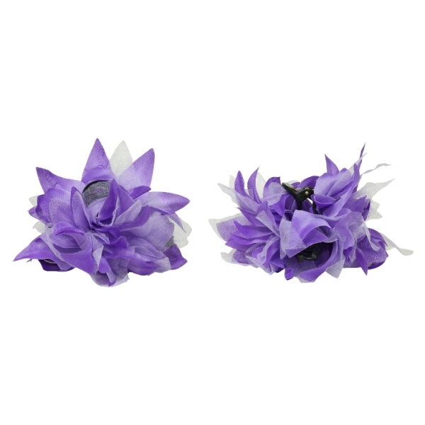 JEWELRY - BRACKET - CLAW HAIR CLIP WITH TEXTILE - FLOWERS SH080 - 10x8x5cm GOLD-BLACK-PURPLE - PACKAGE 3pcs.