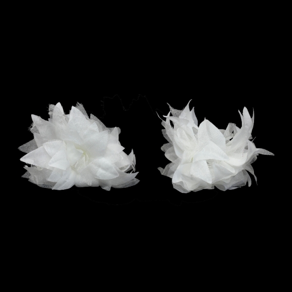 JEWELRY - BRACKET - CLAW HAIR CLIP WITH TEXTILE - FLOWERS SH081 - 11x10.4x5cm GOLD AND WHITE - PACKAGE 3pcs.