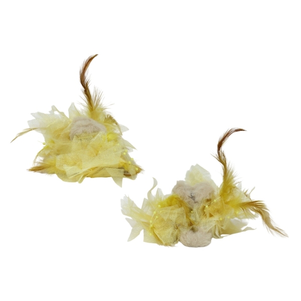 JEWELRY - BRACKET - CLAW HAIR CLIP WITH TEXTILE - FLOWERS SH085 - 11x5x7.4cm GOLD-BEIGE-YELLOW-BROWN - PACKAGE 3pcs.