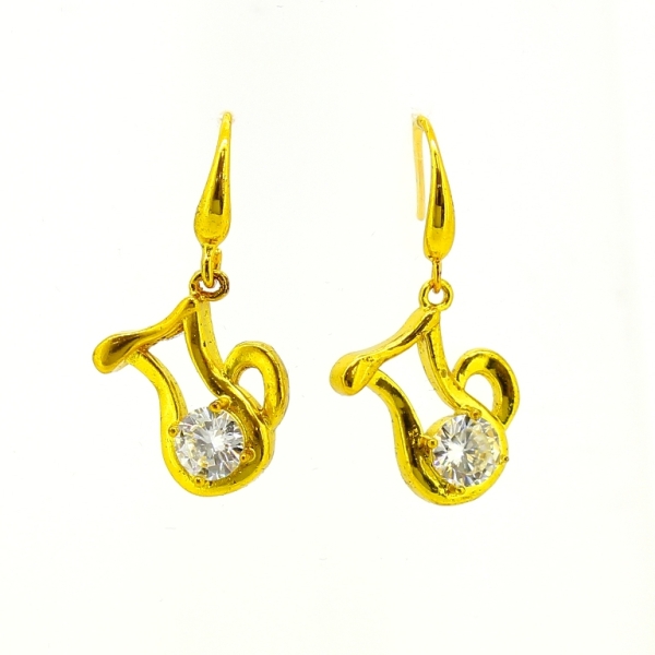 JEWELRY - EARRINGS - HOOK - ZIRCON - SYMBOL Е616 - 1.6x3.1cm GOLD AND WHITE - PACKAGE 6 pairs