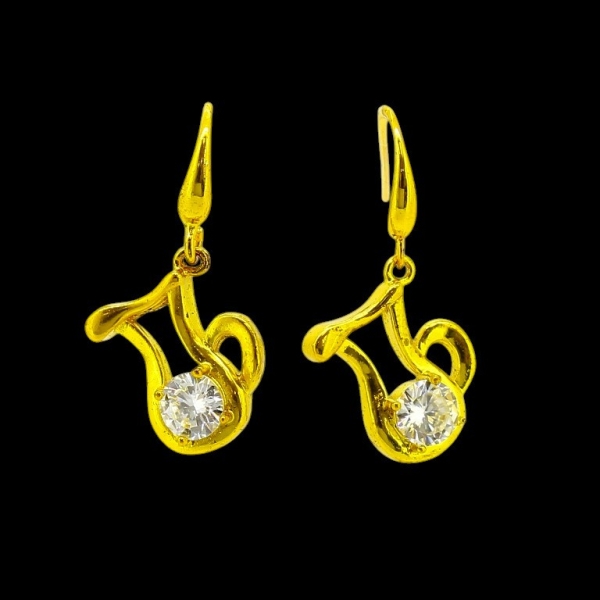 JEWELRY - EARRINGS - HOOK - ZIRCON - SYMBOL Е616 - 1.6x3.1cm GOLD AND WHITE - PACKAGE 6 pairs
