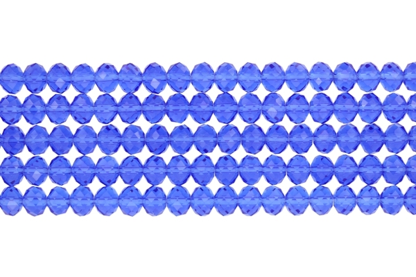 GLASS BEADS - FACETED RONDELLE CRYSTALS - 8x6mm - TRANSPARENT - BLUE 004 - STRING (66pcs.) Hole-1.5mm