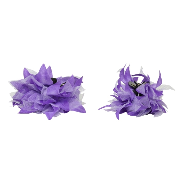 JEWELRY - BRACKET - CLAW HAIR CLIP WITH TEXTILE - FLOWERS SH082 - 11x10.3x5cm GOLD-PURPLE-BLACK - PACKAGE 3pcs.