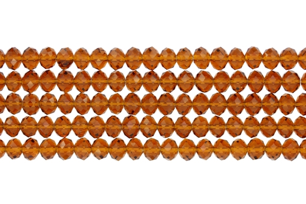 GLASS BEADS - FACETED RONDELLE CRYSTALS - 8x6mm - TRANSPARENT - BROWN (DARK) 017 - PACKAGE (5x66pcs.) Hole-1.5mm