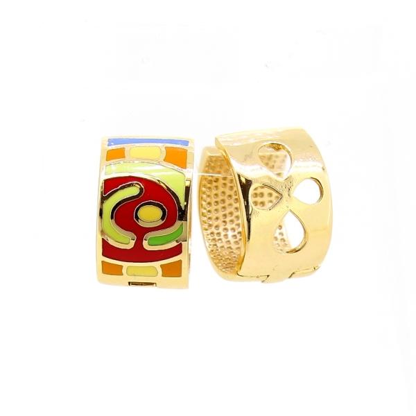 JEWELRY - EARRINGS - FRENCH LEVERBACK HIDDEN - METAL AND ENAMEL - FORMS Е635 - 1.1x2.0x1.9cm GOLD-MIX - PACKAGE 3 pairs