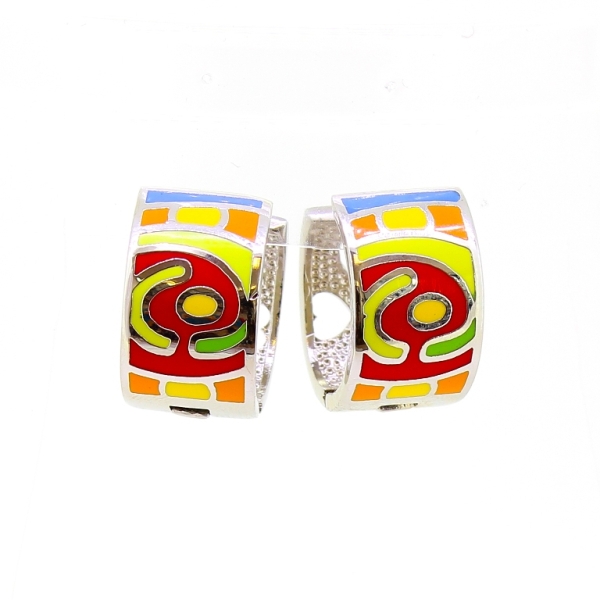 JEWELRY - EARRINGS - FRENCH LEVERBACK HIDDEN - METAL AND ENAMEL - FORMS Е635 - 1.1x2.0x1.9cm NICKEL-MIX - PACKAGE 3 pairs