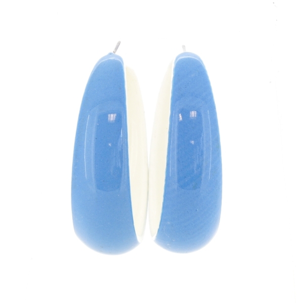 JEWELRY - EARRINGS - SCREW - METAL AND PLASTIC - COLORS Е624 - 1.6x5.7cm NICKEL-BLUE-ECRU - PACKAGE 6 pairs