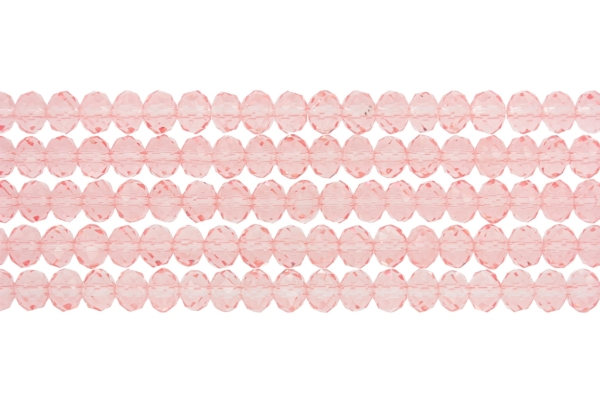 СТЪКЛЕНИ МЪНИСТА - КРИСТАЛИ - 8х6мм - ПРОЗРАЧНИ - РОЗОВО 031 - ПАКЕТ (5х66 бр.) Отвор-1.5мм
