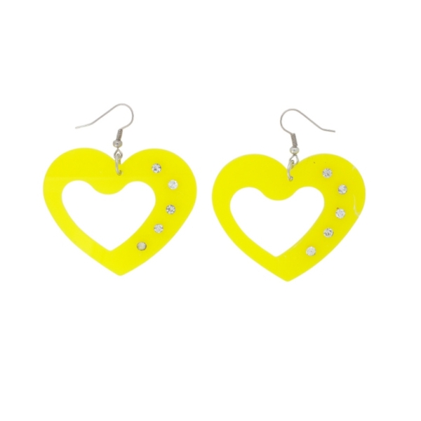 JEWELRY - EARRINGS - HOOK - METAL AND PLASTIC - HEART Е640 - 5.2x5.8cm NICKEL-YELLOW - 1 pair