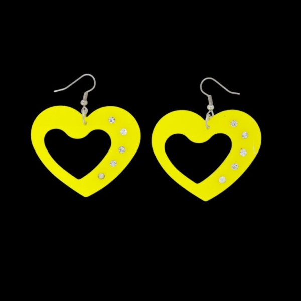 JEWELRY - EARRINGS - HOOK - METAL AND PLASTIC - HEART Е640 - 5.2x5.8cm NICKEL-YELLOW - 1 pair