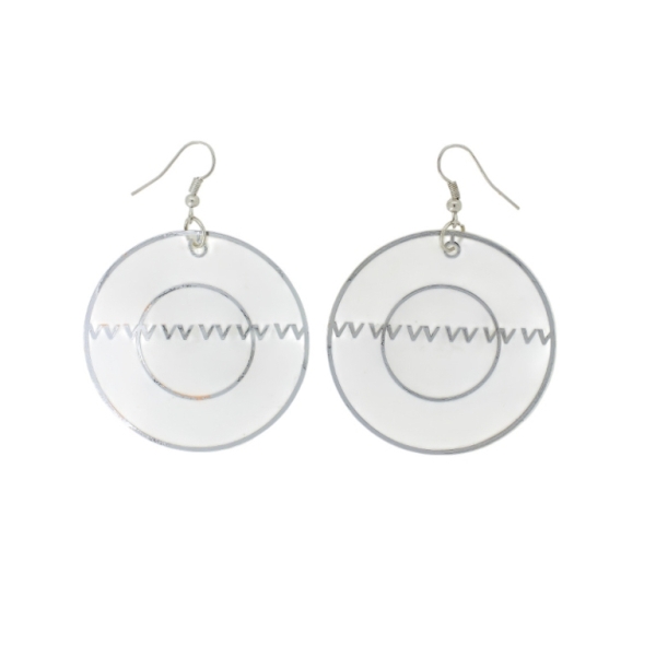 JEWELRY - EARRINGS - HOOK - MOTHER OF PEARL - WOOL Е648 - 5x7cm WHITE AND NICKEL - 1 pair