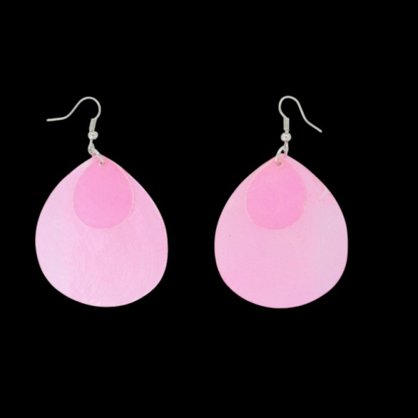 JEWELRY - EARRINGS - HOOK - MOTHER OF PEARL - DROP Е645 - 4.6x7.5cm NICKEL AND PINK - 1 pair