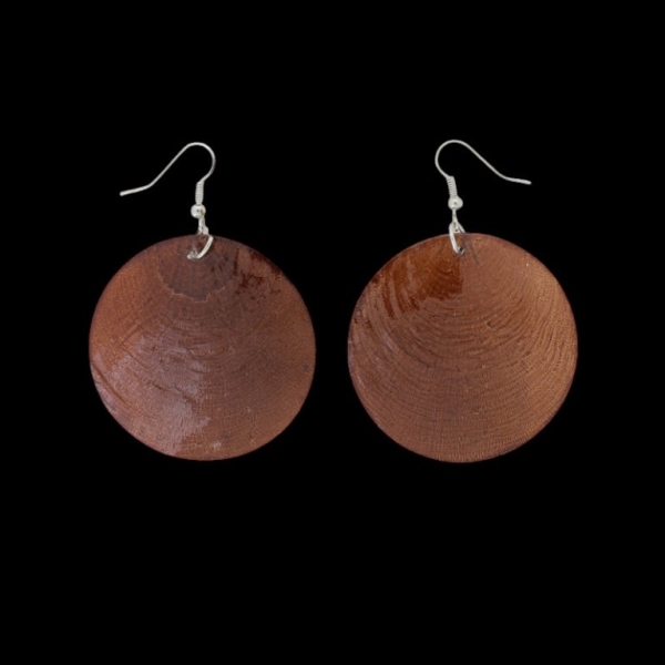 JEWELRY - EARRINGS - HOOK - MOTHER OF PEARL - CIRCLE Е647 - 5x7cm NICKEL AND BROWN - PACKAGE 6 pairs