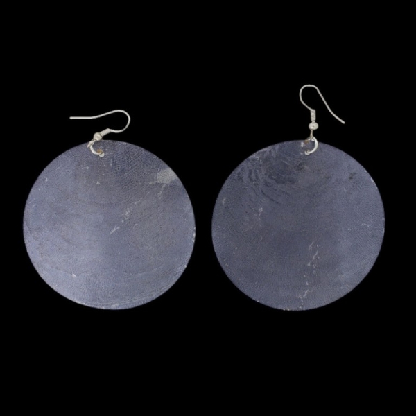 JEWELRY - EARRINGS - HOOK - MOTHER OF PEARL - CIRCLE Е647 - 6x8cm NICKEL AND GRAPHITE - 1 pair