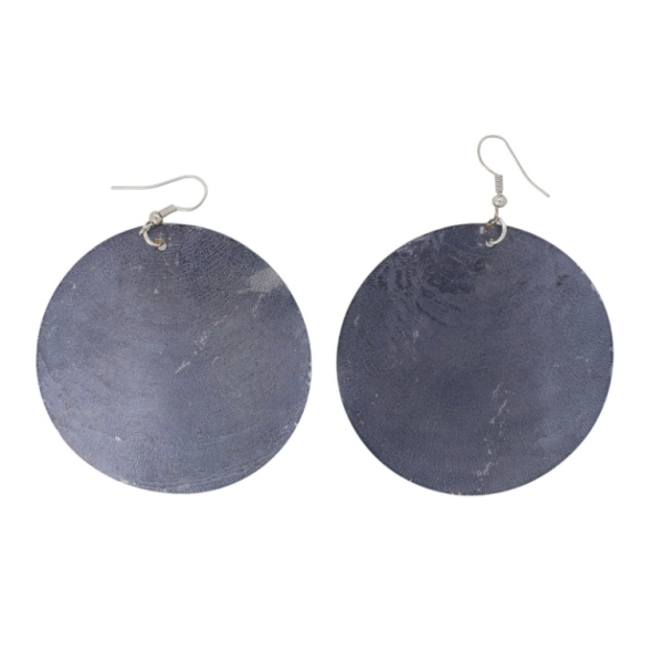 JEWELRY - EARRINGS - HOOK - MOTHER OF PEARL - CIRCLE Е647 - 6x8cm NICKEL AND GRAPHITE - PACKAGE 6 pairs