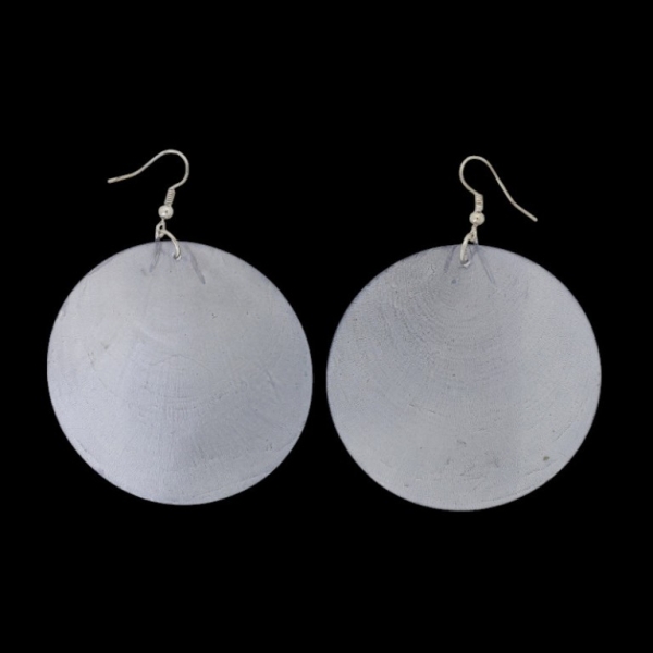 JEWELRY - EARRINGS - HOOK - MOTHER OF PEARL - CIRCLE Е647 - 6x8cm NICKEL AND GRAY - 1 pair