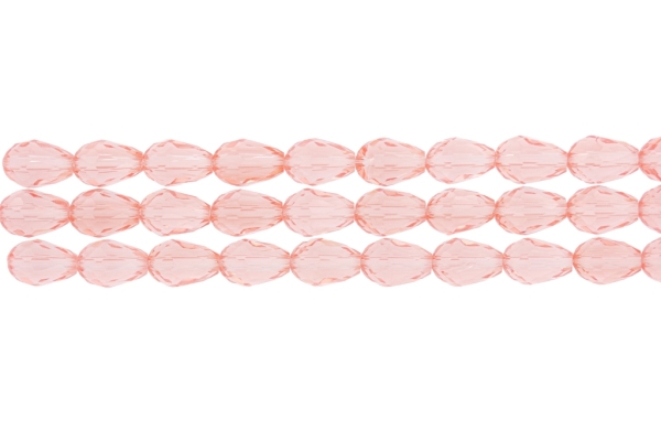 GLASS BEADS - TEARDROP CRYSTALS - 8x12mm - TRANSPARENT - PINK 031 - PACKAGE (3x60pcs.) Hole-1.5mm