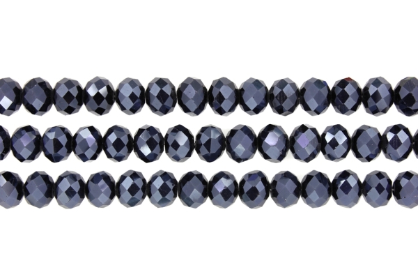 GLASS BEADS - FACETED RONDELLE CRYSTALS - 10x8mm - METALLIC - HEMATITE 113 - PACKAGE (3x70pcs.) Hole-1.5mm