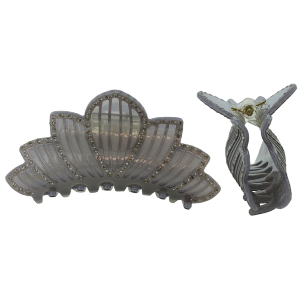 JEWELRY - BRACKET - CLAW HAIR CLIP WITH GLASS CRYSTALS SH088 - FLOWER - 9.0x4.7x2.7cm GOLD AND GRAY - 1pc.