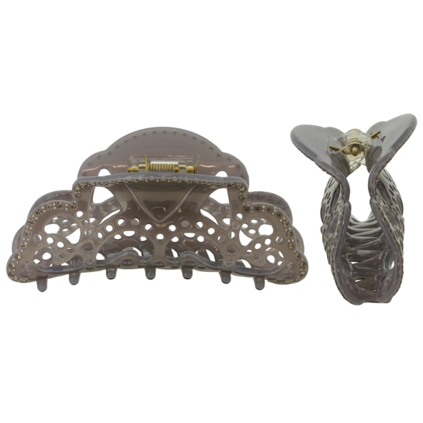 JEWELRY - BRACKET - CLAW HAIR CLIP WITH GLASS CRYSTALS SH090 - FORMS - 10x4.2x2.7cm GOLD AND GRAY - 1pc.