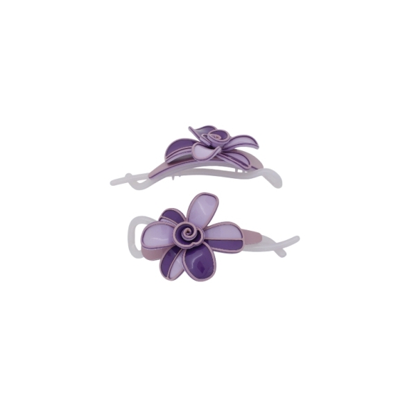 JEWELRY - RESIN BRACKET FOR HAIR SH107 - FLOWER - 11x5.6x2.5cm PURPLE (LIGHT)-PURPLE (DARK)-ROSE DUST - 1pc.