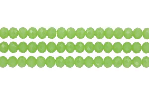 GLASS BEADS - FACETED RONDELLE CRYSTALS - 10х8mm - MILKY - GREEN 039 - STRING (70pcs.) Hole-1.5mm