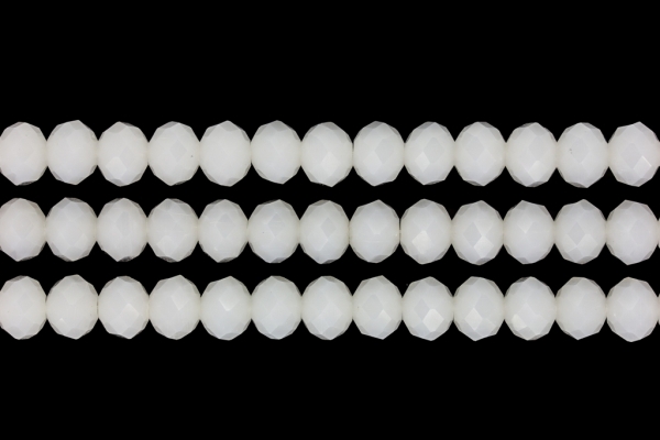 GLASS BEADS - FACETED RONDELLE CRYSTALS - 10х8mm - MILKY - WHITE 037 - STRING (70pcs.) Hole-1.5mm