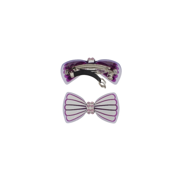 JEWELRY - BRACKET FOR HAIR WITH GLASS CRYSTALS SH095 - RIBBON - 8.5x4.6x2.5cm PURPLE (LIGHT)-PURPLE (DARK)-GRAY - 1pc.