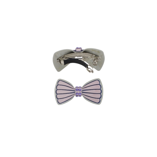 JEWELRY - BRACKET FOR HAIR WITH GLASS CRYSTALS SH095 - RIBBON - 8.5x4.6x2.5cm GRAY-BLUE (DARK)-PINK - PACKAGE 2pcs.