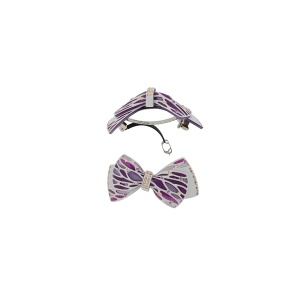 JEWELRY - BRACKET FOR HAIR WITH GLASS CRYSTALS SH097 - RIBBON - 8.1x4.5x3.6cm PURPLE-GRAY (LIGHT)-PURPLE (DARK) - 1pc.