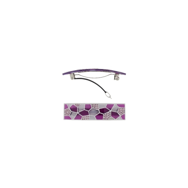 JEWELRY - BRACKET FOR HAIR WITH GLASS CRYSTALS SH099 - FORMS - 8.7x2.4x1.3cm PURPLE-PINK-WHITE - PACKAGE 2pcs.