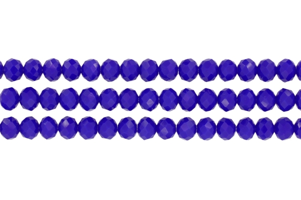 GLASS BEADS - FACETED RONDELLE CRYSTALS - 10х8mm - OPAQUE - BLUE (DARK) 058 - STRING (70pcs.) Hole-1.5mm