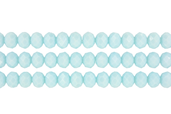 GLASS BEADS - FACETED RONDELLE CRYSTALS - 10х8mm - OPAQUE - BLUE (LIGHT) 053 - PACKAGE (3х70pcs.) Hole-1.5mm