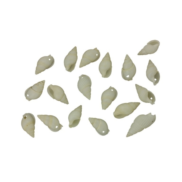 SHELL BEADS - PENDANT - MODEL 03 - 20x10x9mm ECRU (LIGHT) - PACKAGE 250g Hole-1.0mm (640pcs.)