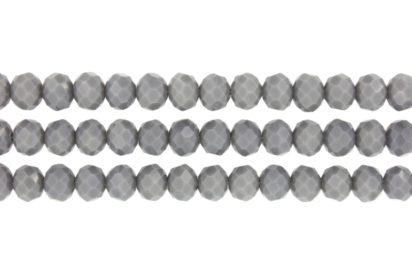 GLASS BEADS - FACETED RONDELLE CRYSTALS - 10х8mm - OPAQUE - GRAY 052 - PACKAGE (3х70pcs.) Hole-1.5mm