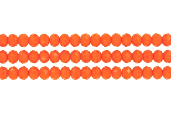 GLASS BEADS - FACETED RONDELLE CRYSTALS - 10х8mm - OPAQUE - ORANGE 064 - STRING (70pcs.) Hole-1.5mm